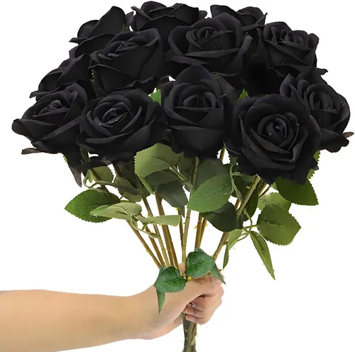 Rosas artificiales, 12 unidades, rosas de terciopelo, flores falsas de tallo largo de tacto real para arreglos florales, decoración de novia, boda,