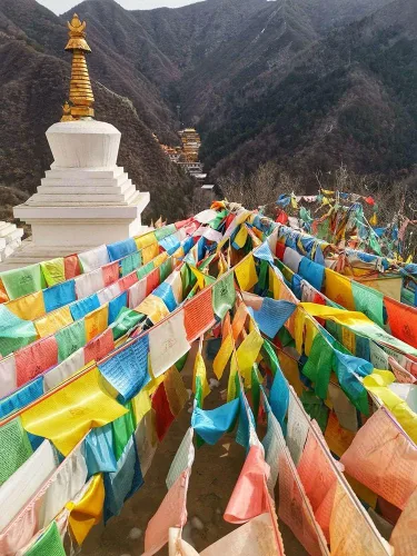 Miniatura 7 de Banderas tibetanas de oración, 60 unidades, banderas budistas de meditación para interiores y exteriores, banderas de oración de caballo de viento