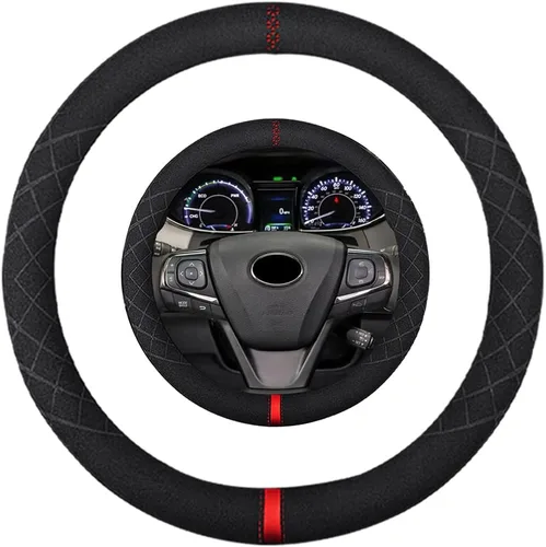 Miniatura 54 de Funda de volante de ante K LAKEY, compatible con Dodge Avenger Grand Caravan Challenger Charger, cubierta de volante deportiva antideslizante