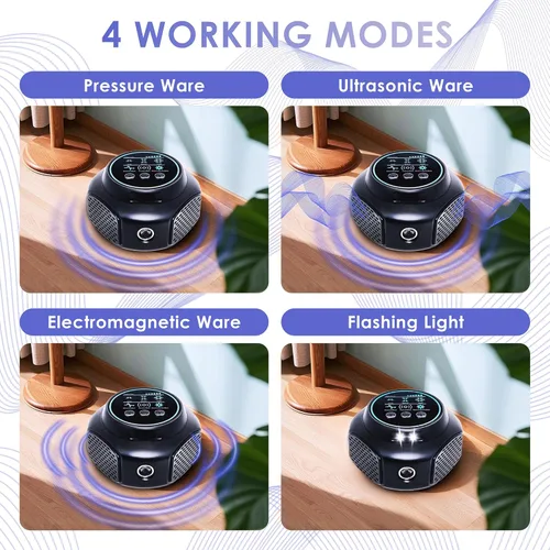 Miniatura 5 de Enchufe ultrasónico repelente de ratones, dispositivo de disuasión de roedores LED de 360°, repelente electrónico de plagas para interiores