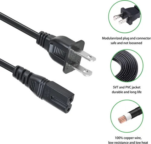 Miniatura 5 de Cable de alimentación de corriente alterna de 5 pies compatible con Memorex 2Xtreme 2 X treme Digital AM-FM Reproductor de CD portátil Boombox Radio