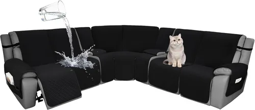 Miniatura 79 de Fundas de terciopelo 10% impermeables para sofá modular reclinable en forma de L, 1 pieza, fundas acolchadas para sofá reclinable esquinero, juego