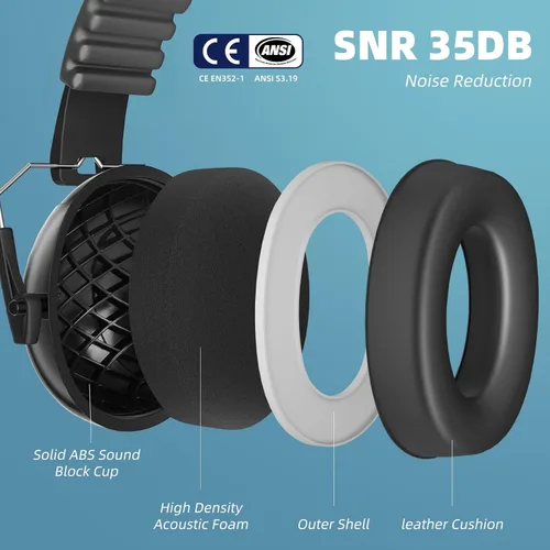 Miniatura 5 de Orejeras con cancelación de ruido para protección auditiva al disparar, auriculares con reducción de ruido SNR 35dB para niños adultos con autismo