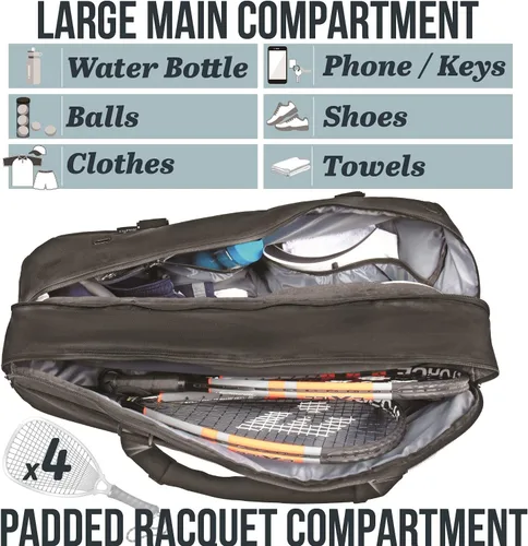 Miniatura 5 de Athletico Bolsa de Tenis y Raquetbol - Bolsas de Tenis para Mujeres y Hombres para Sostener Raqueta de Tenis, Raqueta de Raquetbol, Paletas