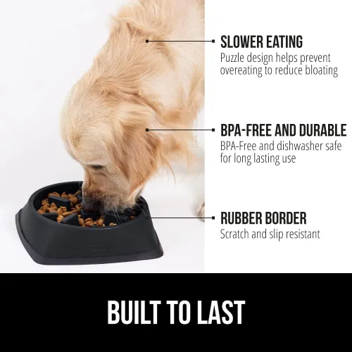 Miniatura 2 de GORILLA GRIP Cuencos para perros de alimentación lenta pendiente de patente, juguete interactivo de rompecabezas de 4 tazas para entrenamiento
