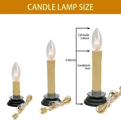 Miniatura 4 de Velas eléctricas de ventana de 7 pulgadas, lámpara de vela de ventana de Navidad con base de hierro de ciruela negra y bombilla de 7 W, luces