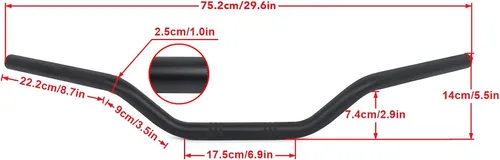 Miniatura 9 de Manubrio para Motocicleta 1 pulgada 25mm Ace Cafe Racer Clubman Compatible con Harley Sportster XL883 XL1200 (Negro Bajo)