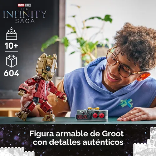 Miniatura 2 de LEGO Marvel Ravager Jumpsuit Groot Juego de Construcción para Niños y Niñas, Edades 10+ - Figura de Muestra y Jugabilidad Posicionable