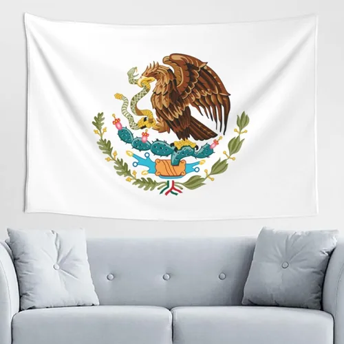 Miniatura 21 de JUHIOPOI Tapiz de pared con bandera de México, arte nocturno mexicano para decoración de pared lateral de dormitorio, (60 x 40 pulgadas)