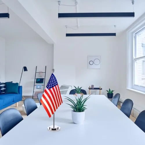 Miniatura 7 de Bandera de mesa de Estados Unidos con base de soporte de acero inoxidable de 11.8 in, banderas de escritorio de Estados Unidos, oficina, hogar, bar