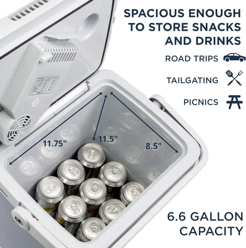 Miniatura 2 de Ivation Enfriador y calentador eléctrico con asa Refrigerador termoeléctrico portátil de 27 cuartos (25 L) para vehículos y camiones Cable