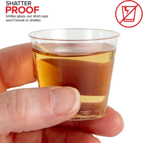 Miniatura 4 de Stock Your Home Paquete de 100 vasos de chupito de plástico (1 onza), vasos desechables transparentes para chupitos de gelatina, degustación