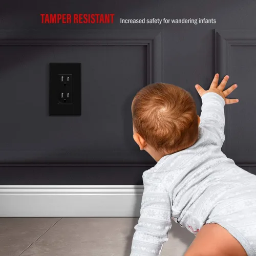 Miniatura 4 de ENERLITES - SI8831-BK-SL Placa de pared decorativa sin tornillos, cubierta de salida segura para niños, tamaño 1-Gang 4.68 pulgadas de alto x 2.93