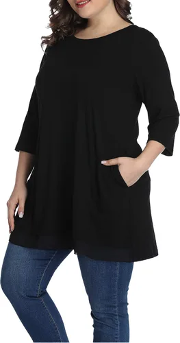 Miniatura 3 de Shiaili - Blusas de tallas grandes para mujeres, camisetas tipo túnica largas para combinar con leggings