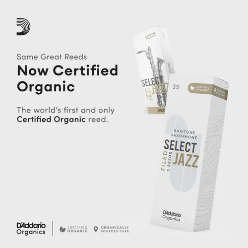Miniatura 3 de D'Addario Organic Select Jazz - Cañas de saxofón barítono archivadas por Jazz, selladas individualmente, 4 medianas, paquete de 5