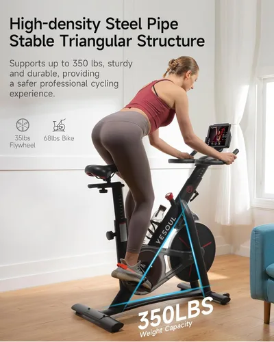Miniatura 3 de Yesoul Black Exercise Bike for Home, Low Noise Indoor Cycling Bike for Home Gym Electric Stationary Bike with Tablet Mount & Comfortable Seat