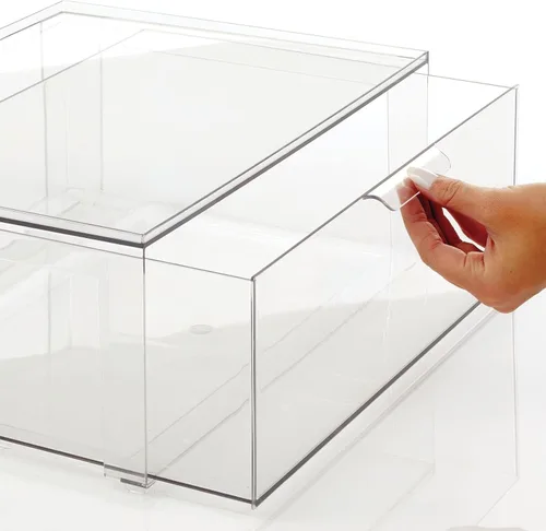 Miniatura 6 de mDesign - Contenedores organizadores de almacenamiento de baño apilables de plástico con cajón frontal extraíble para encimera de baño, tocador