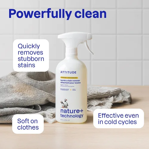 Miniatura 3 de ATTITUDE Spray removedor de manchas para lavandería, elimina olores y manchas, a base de plantas y vegano, aroma a ralladura de cítricos, 27.1 onzas