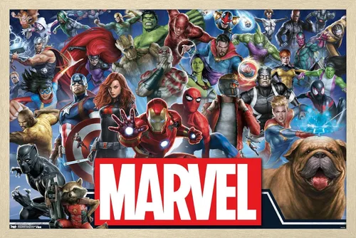 Miniatura 7 de Trends International Marvel Comics - Póster de pared de héroes del universo Marvel, 14.725 x 22.375 pulgadas, versión enmarcada de madera de granero