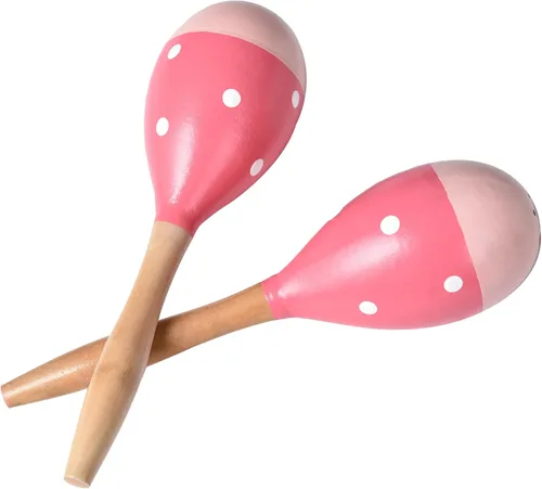 Maracas para adultos, niños, bebés, instrumento musical de madera Maracas Shaker Sonrisa rosa