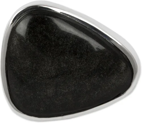 Miniatura 3 de NOVICA Obsidian Plata de ley 925. Cóctel Anillo "asimétrico Negro