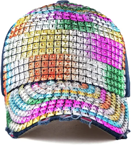 Miniatura 2 de Gorra de béisbol ajustable con diamantes de imitación para mujer, gorra de béisbol de algodón, gorra de hip hop, gorra de sol