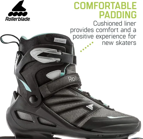 Miniatura 6 de Rollerblade Zetrablade Patines en línea para mujer adulta, patines en línea de rendimiento Negro/Celeste