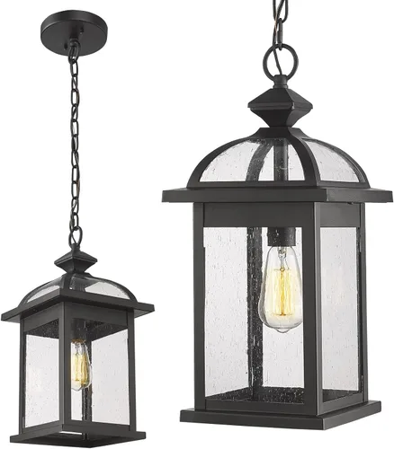 Miniatura 9 de Darkaway Farol colgante para exteriores, luz colgante de porche con vidrio de aluminio para exteriores, para porche, patio, entrada