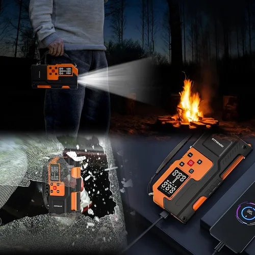 Miniatura 7 de Iniciador de emergencia con compresor de aire 4000A Paquete de batería portátil 10000mAh Banco de energía Luz LED SOS de emergencia 22 cilindros