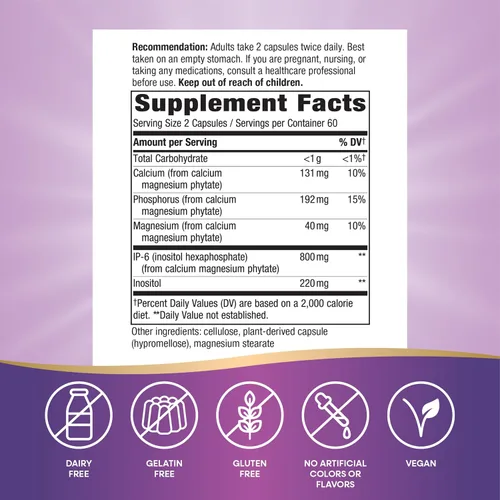 Miniatura 4 de Nature's Way Cell Forté IP-6 & Inositol Suplemento de apoyo inmunológico con calcio, fósforo y magnesio*, sin gluten, vegano, 120 cápsulas