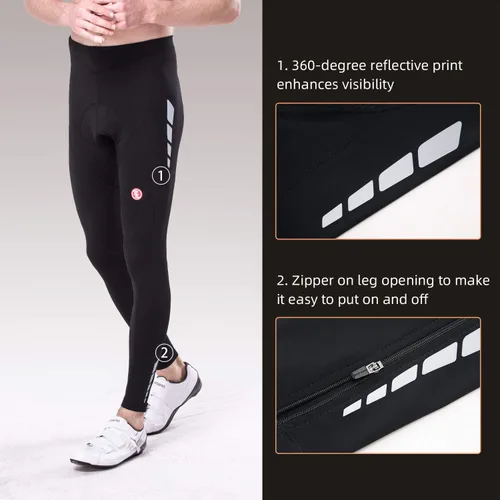 Miniatura 5 de Souke Sports 4D - Mallas de ciclismo para hombre, acolchadas 4D, transpirables, largas