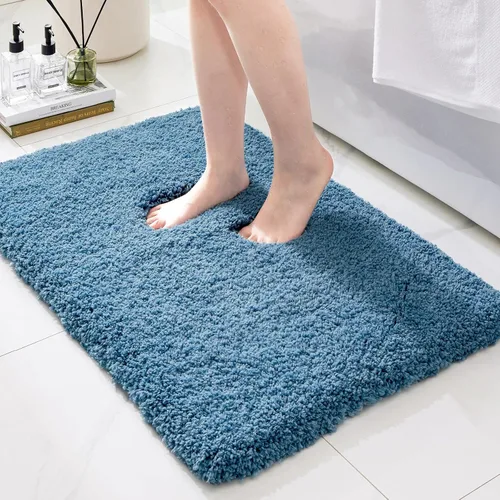 Miniatura 38 de Alfombras de baño antideslizantes, lavables, ultra gruesas, suaves, de microfibra absorbente, de látex de espuma de alta densidad, con respaldo Beige