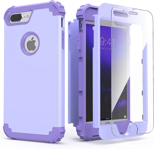 Miniatura 32 de IDweel Funda para iPhone 8 Plus, para iPhone 7 Plus con Protector de Pantalla, 3 en 1 Híbrida Resistente a Golpes de Servicio Pesado, Cubierta Dura