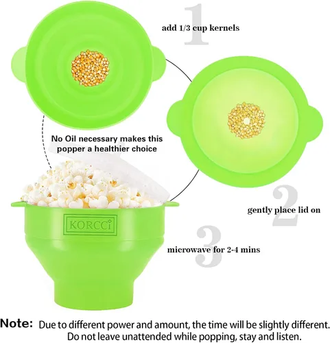 Miniatura 4 de El Palomitero Original de Korcci para Microondas de Silicona, Palomitero para Microondas sin BPA, Recipiente Plegable para Hacer Palomitas