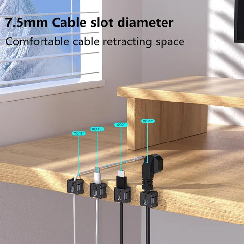 Miniatura 7 de Kailfee - 12 clips magnéticos para cables [cable ajustable suave] Soporte para cables, gestión de cables debajo del escritorio, soporte de alambre