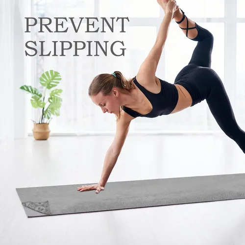 Miniatura 4 de Toallas de yoga, toalla antideslizante para esterilla de yoga caliente con puntos de agarre, manta de yoga de microfibra suave súper absorbente