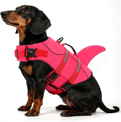 Miniatura 29 de Queenmore - Chaleco salvavidas Ripstop de tiburón para perro, ajustable, con alta flotabilidad y asa de rescate duradera, para perros pequeños