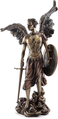 Top Collection Estatua de San Miguel el Arcángel – Michael, defensor de la iglesia escultura en bronce fundido en frío de primera calidad – Figura
