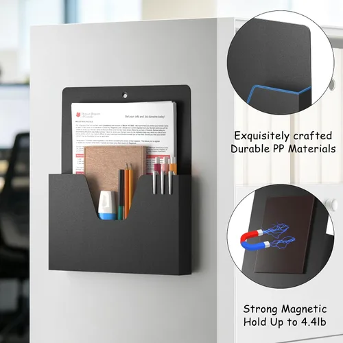 Miniatura 3 de MFTEK Soporte magnético para archivos con 6 bolsillos, organizador de archivos colgantes, suministros de oficina para gabinetes, pizarra blanca