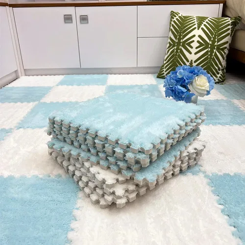 Miniatura 17 de Tapete de rompecabezas de 12 piezas, azulejos de felpa entrelazados, azulejos antideslizantes de espuma EVA, construyen una zona segura