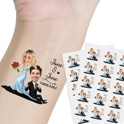 Miniatura 29 de Tatuaje personalizado con nombre y cara, tatuaje temporal personalizado para adultos, niños, amados, un amigo o familia, cara con nombre, 2 x 2