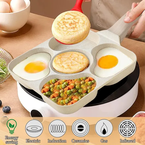 Miniatura 5 de JUSTUP Sartén antiadherente para tortilla de 5 tazas, sartén saludable de granito de aluminio para panqueques, sartén con mango resistente al calor