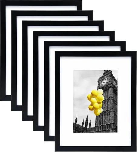 Miniatura 33 de Juego de 6 portarretratos de 5 x 7, para galería de fotos de 4 x 6 pulgadas con paspartú o de 5 x 7 pulgadas sin paspartú, marcos de fotos para Negro