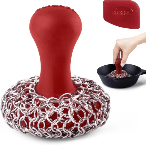 Miniatura 10 de Cuisinel Depurador de malla de hierro fundido + cepillo de limpieza + raspadores de sartén y parrilla - El kit de limpieza de sartén y parrilla