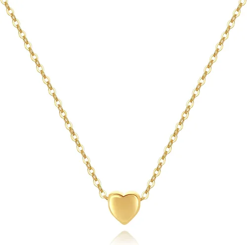 Miniatura 2 de Delicado collar con pequeño dije de corazón de oro, (además hay modelos con dije de corazón con inicial, con dije de rosa y con circonia cúbica)