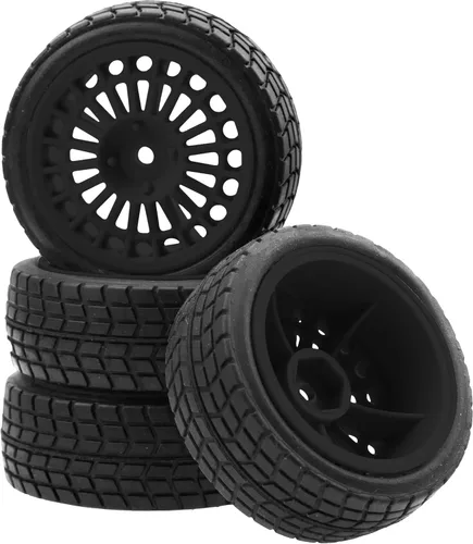 OD2.75 pulgadas de nailon de 0.472 in hexagonales, llantas y neumáticos de goma compatibles con HSP Tamiya HPI Traxxas 1/10 1/12 en carretera, Negro