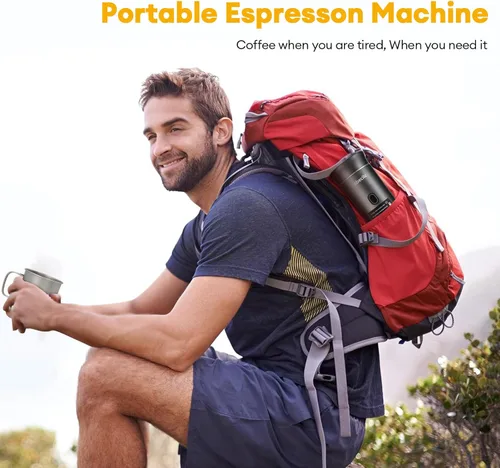 Miniatura 7 de Cafetera Portátil para Viajes, Máquina de Café Espresso de 20 Bares con USB, Cafetera de Viaje 3 en 1 con Autocalentamiento, Compatible con Café Gris