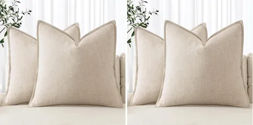 Miniatura 43 de MIULEE - Juego de 2 fundas de almohada decorativas de lino, estilo bohemio, rústico, neutral, para sofá, cama, 16 x 16 pulgadas, color marrón