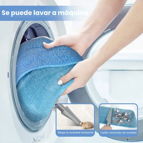 Miniatura 6 de Sistema de limpieza profesional de piso de microfibra de 18 pulgadas, trapeador plano con mango de acero inoxidable, 4 almohadillas lavables Azul