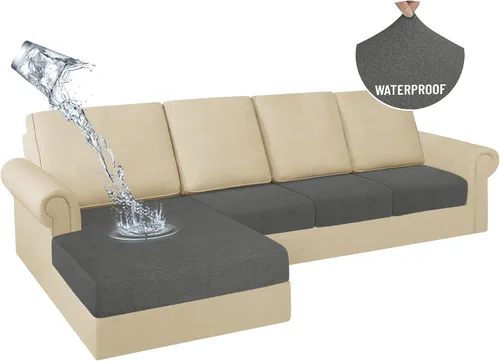Miniatura 55 de HDCAXKJ Fundas de Cojines para Sofá Seccional 100% Impermeables, 3 Piezas, Forma de L, Funda Seccional Elástica para Chaise, Juego de Fundas
